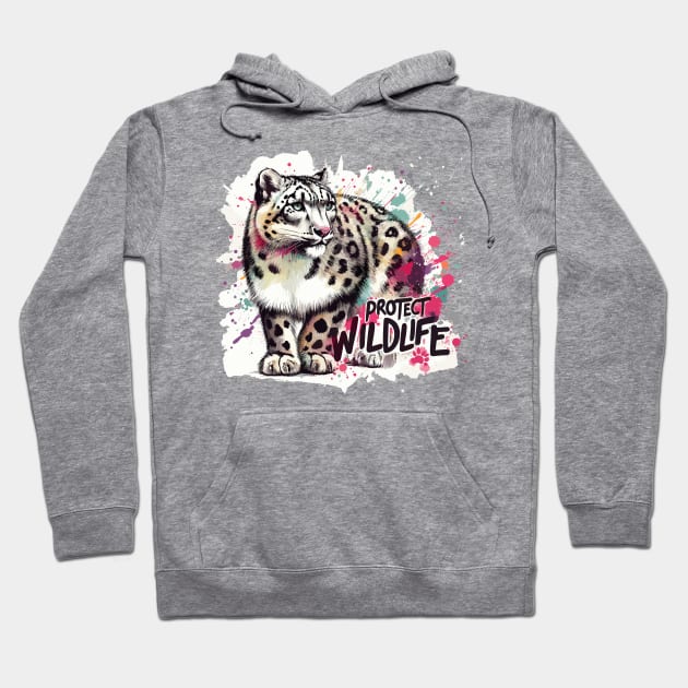 Snow Leopard - Protect Wildlife Hoodie by PrintSoulDesigns